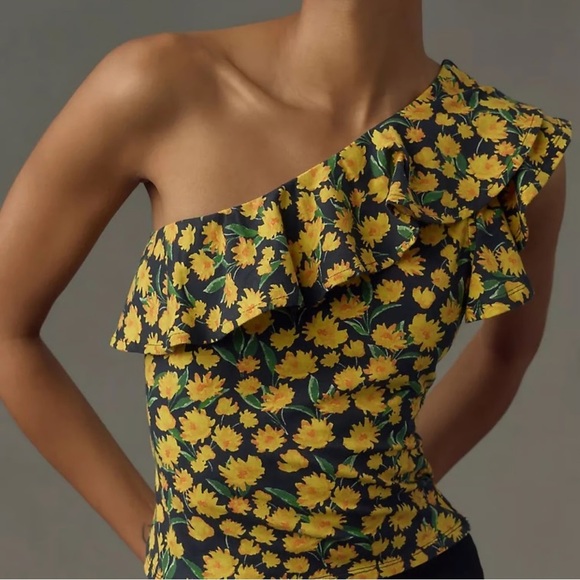 NWT Maeve Ruffle One Shoulder Floral Tank Top - Picture 1 of 13